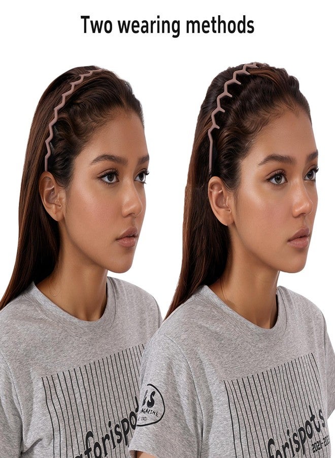 QFE 5PCS Zig Zag Headbands for Women Head Hair Band Accessories No Slip Fashion Recycled Reversible Plastic Cranium Wavy with Teeth Comfortable Comb Headband with Washing Face 5 Packs Multicolored - Image 4